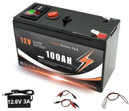 12V 150Ah LiFeP04 Lithium Battery Built In BMS For Solar Charging Fish Finder Marine Outdoor Camping Off-Grid Applications With USB Port(100Ah with charger)