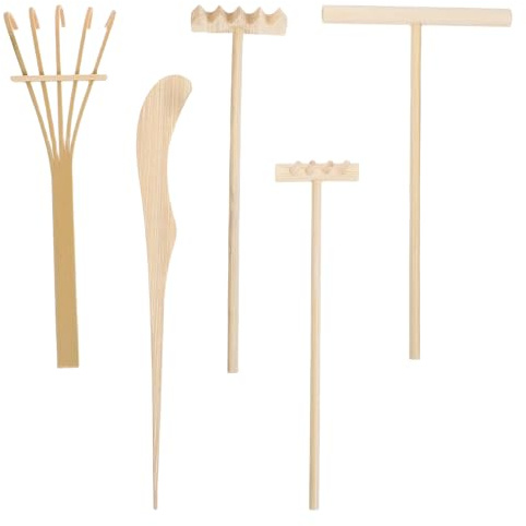 UPKOCH Lot de 5 Mini râteaux de Jardin Zen en Bambou, stylos à Dessin pour Sable, Outils pour Plantes succulentes, Accessoires pour Jardin Japonais, Chinois, Bureau, Zen, Art du Sable, bac à