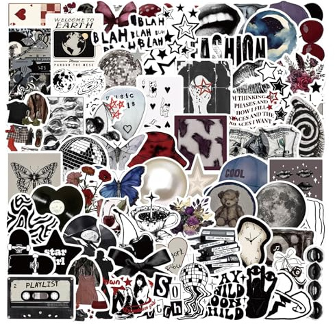 Bubaxuce Y2K Stickers 100 Pieces - Waterproof Vinyl Decals for Water Bottles, Laptops, Skateboards | Aesthetic Sticker Set for Teens and Women