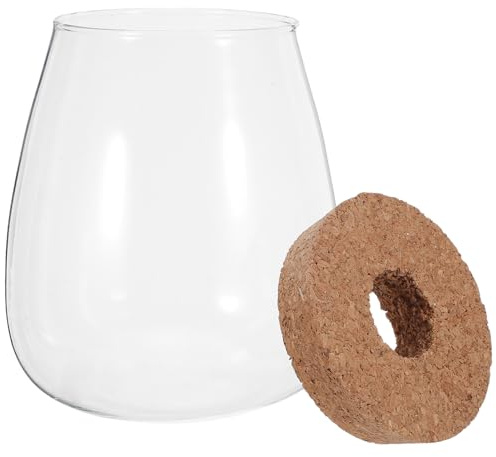 UPKOCH Lot de 2 Vases Hydroponiques en Verre Grand Format avec Bouchon en Liège Percé et Plateau en Bambou, Vase de Propagation pour Plantes D’intérieur, Culture Racinaire en Eau,