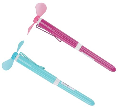 Veemoon 2pcs Mini Fan Ballpoint Pens Portable Electric Metal Writing Pen with Small Fan for Students School Supplies Multifunction Stationery Set in Blue and Pink