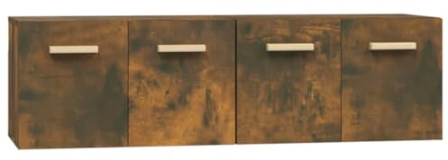 HFXHIJXQ Armoires Murales Meuble TV Suspendu 2 Pcs Chêne Fumé 60x36,5x35 cm Bois d'Ingénierie Étagère Flottante avec Compartiments Rangement Mural Salon