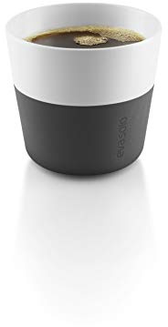 EVA SOLO | 2 Coffee Cups | Lungo-Becher | 230 ml | 3 Typen | Schwarz | Spülmaschinenfest | Porzellan-Kaffeebecher mit Silikongriff, 237 ml
