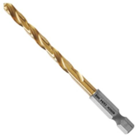 BOSCH TI2141IM 1-Piece 7/32 In. x 3-3/4 In. Titanium Nitride Coated Metal Drill Bit Impact Tough with Impact-Rated Hex Shank Ideal for Heavy-Gauge Carbon Steels, Light Gauge Metal, Hardwood