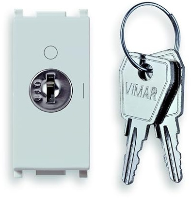 Vimar 14083.S.CU.SL Plana Interruttore per montaggio indipendente 2P 16(3) A 250 V~, a chiave unificata 000 estraibile solo in posizione O (OFF), Silver