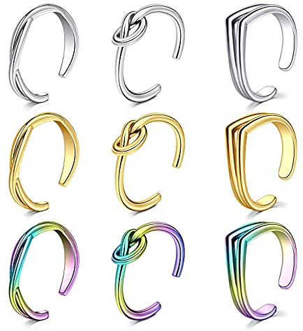 D.Bella Tåringar för kvinnor justerbara tåringar olika typer band öppen tå ring set ankelring finger vristlänk smycke, Ädelmetall, Ingen ädelsten,