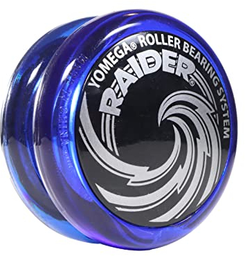 Yomega Raider - Professional Responsive Ball Bearing Yoyo, Great for Kids, Beginners and for Advanced String Yo-Yo Tricks and Looping Play. + Extra 2 Strings & 3 Month Warranty (Blue/Black Cap)