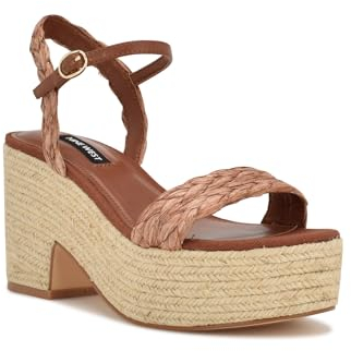 Nine West Rivva gewebte Damen-Stiefelschuhe, Brauner Bast, 38.5 EU
