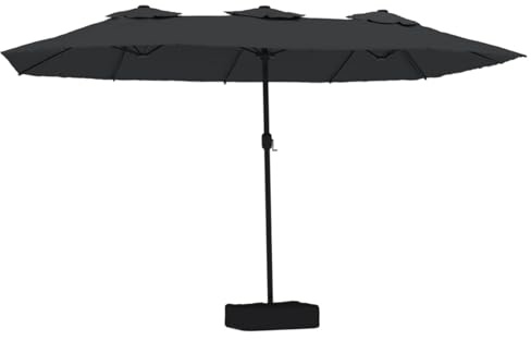 Homgoday Ombrellone,Ombrellone a Doppia Testa con LED Nero 449x245 cm,Ombrellone,Ombrelloni,Ombrellone da Giardino,Ombrelloni da Esterno,Ombrellone Spiaggia,Ombrellone da Terrazzo Antivento