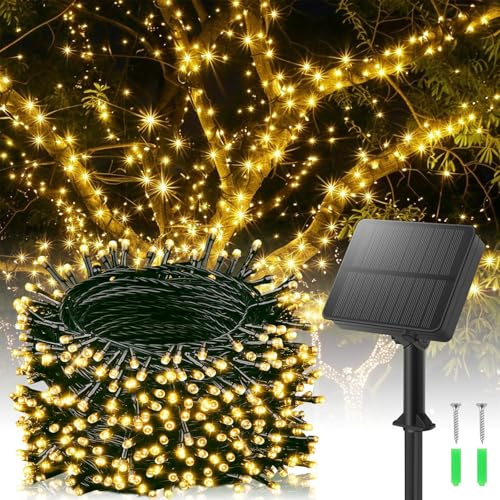 Solar Lichterkette Outdoor, 30M 300LED Solarlichterkette Außen Wetterfest | 8 Modi Warmweiß IP65 Wasserdicht LED Lichterkette Aussen für Balkon Garten Party Terrasse Deko