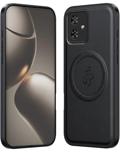 GOGME Funda de Lujo para Motorola Moto G54 5G - Carcasa de Cuero con Anillo Magnético Incorporado (Compatibilidad con Accesorios MagSafe) - Negro