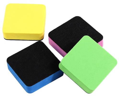 4 Pcs Mini Whiteboard Erasers, Colorful Dry Erase Sponge Wipers for Classroom, Office, Home & Glass Whiteboards, Ideal for Teachers and Students.