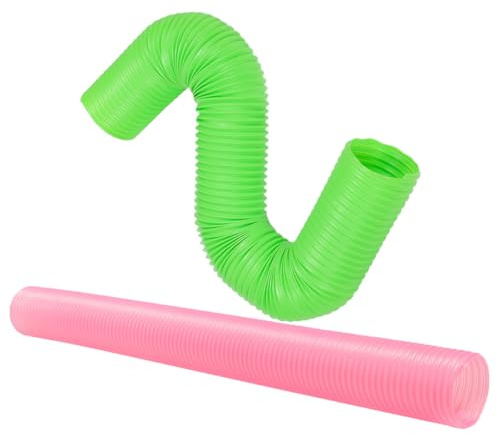 jojofuny Lot de 2 Tunnels Pliables en Plastique pour Hamsters et Petits Animaux Tubes Flexibles Ludiques Verts et Roses Cachette D’Entraînement pour Jeu Intérieur et Extérieur