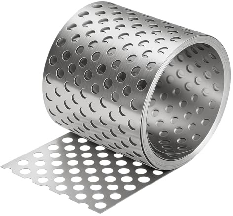 Traufgitter, 8cmX7m Aluminium Traufgitter Lochblech Aluminium Lüftungsband Vogelschutzgitter Alu Insektenschutzgitter für Verhindern dass Vögel Insekten und Blätter