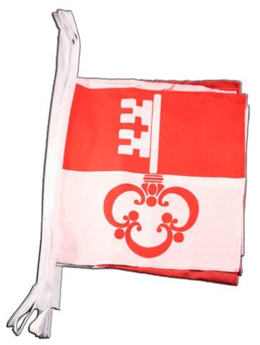 Fahnenkette Flaggen Schweiz Kanton Obwalden 30x45cm, Länge 9 m