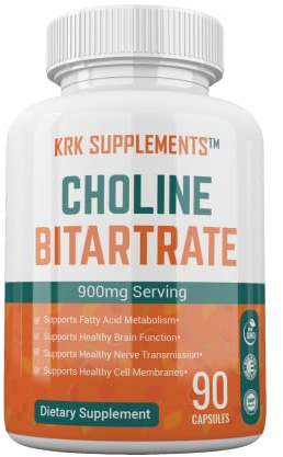 Choline Bitartrate 900mg per serving 90 capsules KRK SUPPLEMENTS