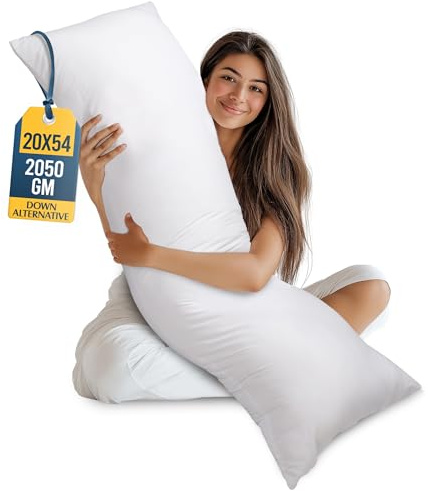 Utopia Bedding Helkroppskudde för vuxna (vit, 51 x 137 cm), lång kuddinsats för sömn, perfekt för sidosovare