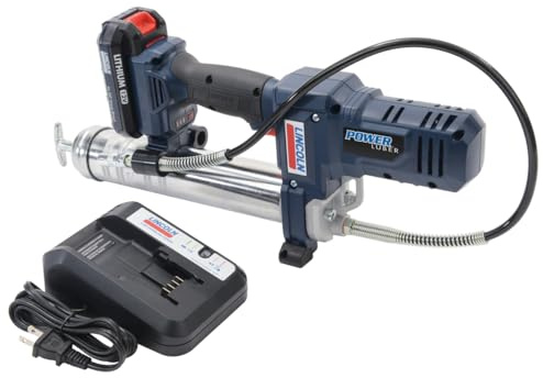 Lincoln 1262 PowerLuber 12 Volt Battery Powered Grease Gun with 30 Hose for Automotive, Agricultural, and Industrial Equipment, 8,000 PSI, Trigger-operated, Single Speed, (1) Lithium-Ion Battery Pack