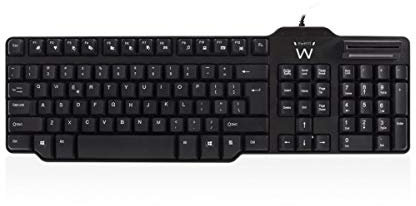 Ewent EW3251 Tastiera USB Italiana con Lettore di Smart Card CRS, CNS, CIE, colore nero