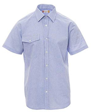 PAYPER Specialist Summer Camicia da Uomo a Manica Corta 100% Cotone Sfiancata Effetto Perlato Polso Sagomato asola Dietro con carrè e Pinces di ripresa Azzurro (XXL)
