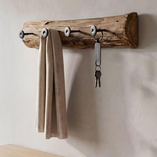 Garderobe Teak Holz 4 Haken L50cm Hakenleiste Recyclingholz Wanddeko