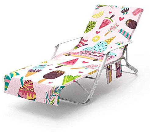 Copertura della Sedia da Spiaggia, Piscina Prendere Il Sole Chaise Lounge poltrone con Tasche Laterali, Portatile secchezza rapido Sdraio Coperta Ispessita per Ferie Vacanza 30x85inch (Type 5)