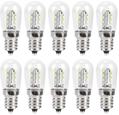 Kuuleyn Accesorios de iluminación, 10 Uds E12 LED Bombilla de luz para Nevera 1,5 W AC 230 V de Repuesto para lámpara de máquina de Coser doméstica