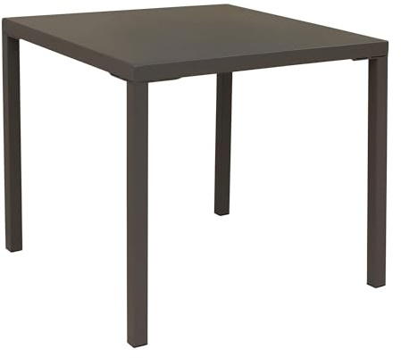 milani home Tavolo Quadrato Fisso in Ferro Taupe 80x80 per Esterno Giardino, Portico, Ristorante, Gelateria Bar Hotel Albergo