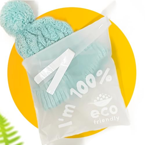 Simplelifeco 25 x 30cm Kompostierbare Polybeutel für Kleidung | Umweltfreundliche Lichtdurchlässige Verpackungsbeutel mit Klebeverschluss | B Corp (100 Stück)