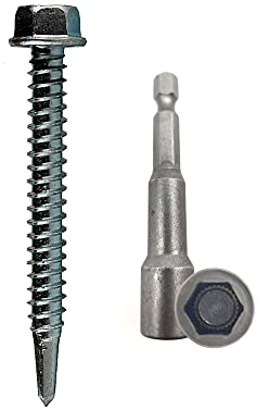 DOJA Industrial | Viti Autofilettanti Testa Esagonale Senza Rondella 6,3x50 + Chiave a Bussola M10 | 75 Viti Autoforanti Zincate + 1 Chiave Torx | Uso: Lastre Ondulate, Lamiera Tetto Ferro …