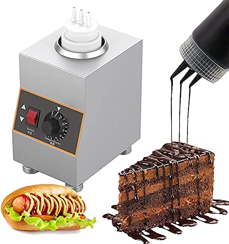 MNSSRN Calentador de Salsa de Comida eléctrica Comercial, Mermelada multifunción para el Calentador de Fondue de Queso de Chocolate con 1-3 Botellas de Salsa de compresión,1