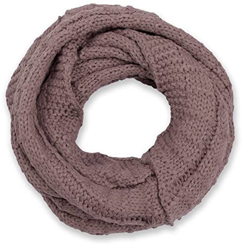 styleBREAKER Unisex Strick Loop Schal kariert, Uni Feinstrick Schlauchschal, Winter Strickschal 01018154, Farbe:Mauve