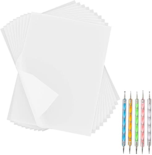 50 Blatt Kohlepapier, weißes Graphitpapier, Transferpapier und 5 Stück Kugelprägestifte für Holz, Papier, Leinwand und andere Kunsthandwerksoberflächen (Weiß-50)