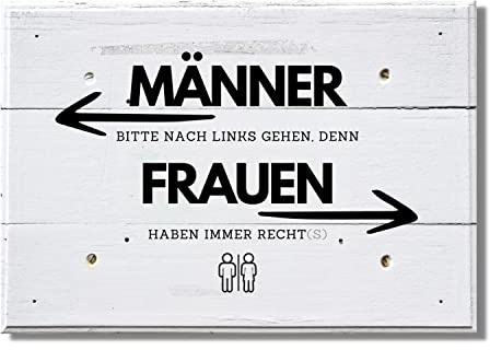 Schild WC Gäste lustig Türschild Kloschild Damen Herren mit Spruch Toilettenschild Frauen haben recht Geschenkidee schöner Spruch Hundemotiv Aluminium Wetterfestes