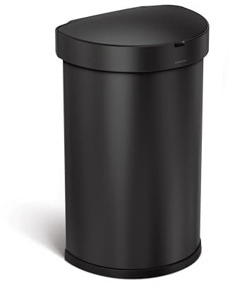 simplehuman 45L semi-Round Sensor can, Matte Black Steel