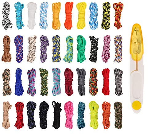 40 piezas de cuerda multifuncional de paracord 550 de nylon, para pulsera DIY, cordón y llavero