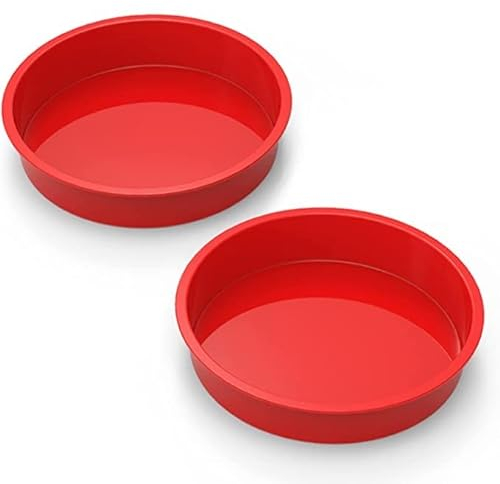 SILIVO Molde de silicona de 24 cm, redondo, 2 piezas de 24 cm, redondo, antiadherente, molde de silicona para tartas de queso, moldes de silicona para hornear pasteles