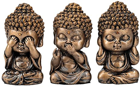 Pacific Giftware Buddha Figuren Lustige Mönche Nichts Böses sehen hören Sagen | Meditation witzig Deko Yoga Figur Statue