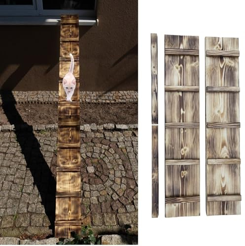 Katzenleiter Katzentreppe Geflammt Katzenstufe für Balkon 1m bis 6m mit Schraubhaken Outdoor Draußen Leiter (Länge: 1m)