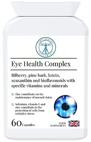 Complementary Supplements- Eye Health Complex – Herbs, Minerals & Vitamins for Eyes - Healthy Vision - Lutein, Zeaxanthin, Bilberry, Pine Bark, Copper, Selenium - Vegan - 60 Capsules