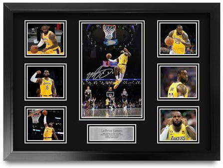 HWC Trading Lebron James Geschenke Gedrucktes Signiertes Autogramm Präsenationsdisplay für Fans von Basketball Memorabilien - A2 Gerahmt (ID-006520)