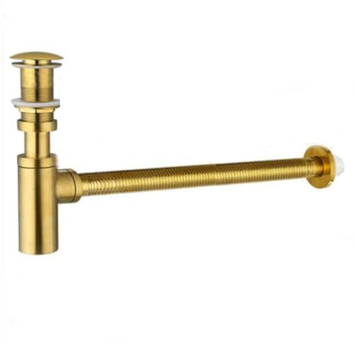 Sifón Redondeado Trampa for Botellas de Lavabo, desagües de sifón for Lavabo de baño de latón con desagüe de Tubo de desagüe emergente Dorado. (Color : Without Hole Set)