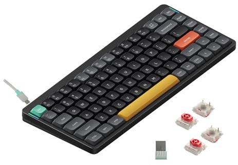 nuphy Air75 V2 Kabellose mechanische Tastatur, 84 Tasten RGB Hot-Swap Tastatur, unterstützt Bluetooth 5.1, 2.4G und kabelgebundener Verbindungc für PC/Laptop/Windows/Mac-Black Gateron Red Switch