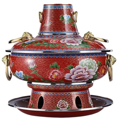 Hot Pot Cloisonne Kupfer Hot Pot Old Beijing Hot Pot Holzkohle klare Suppe Mandarin Ente Topf Haushalt altmodische Kupfer Topf Chafing Dish (Farbe: D, Größe: 36 cm)