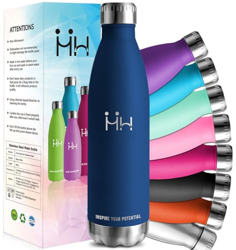 HoneyHolly Thermosflasche, 1L BPA-Frei, Trinkflasche Edelstahl, Trinkflasche, Auslaufsichere Isolierflasche Doppelwandig, Wasserflasche, Thermoskanne mit Strohhalm, Trinkflaschen Kohlensäure Geeignet