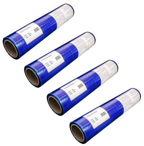 Handelskönig Schutzfolie blau 50 cm x 100 m, selbsthaftende PE-Folie, 50 my | Fensterschutzfolie Wasser- & UV-beständig, Oberfächenschutzfolie für Innen- und Außen, rückstandsfrei abziehbar, 4 Rollen