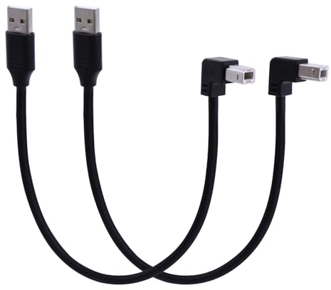 LANMINGLEL 90 Grad Kurz USB Drucker Kabel USB 2.0 Typ A Stecker gewinkelt b männlich Scanner Kabel für Laptop PC Drucker,Scanner,Monitor und mehr(Runter und hoch)
