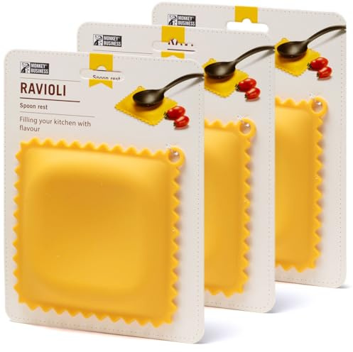 Monkey Business Poggiamestolo a forma di ravioli, confezione da 3, poggia cucchiaio per bancone della cucina, gadget da cucina, graziosi accessori da cucina, da una collezione di diversi gadget da