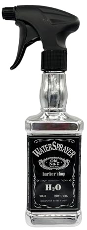 Eson Hair Water Spray Bottle 500ml, Whisky Style Spray Bottle for Hair, Mist Plant Mister, Barber Salon Hairdresser - Retro Stylish, Empty Refillable Sprayer for Cleaning (Silver)