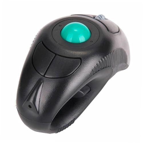 CAXUSD 2.4g Ratón Inalámbrico Portátil con Trackball Controlado por Pulgar USB Diseño Ergonómico para Usuarios Diestros y Zurdos Negro